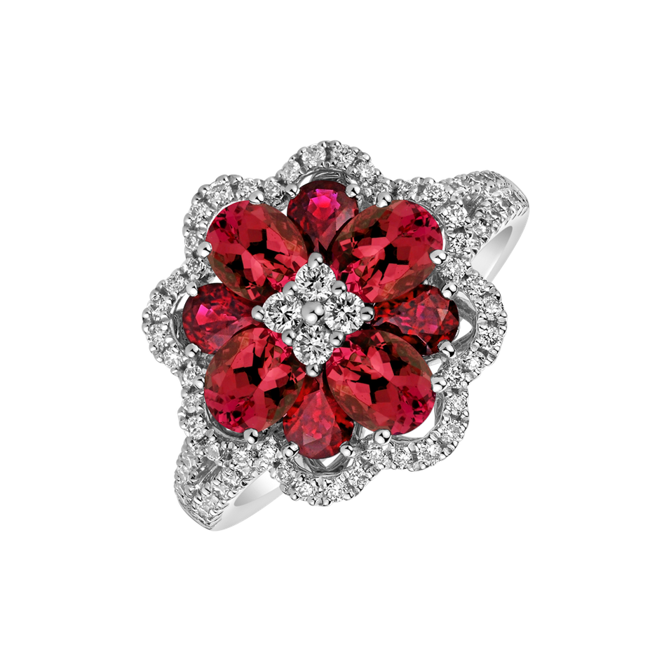 Diamond ring with Ruby Ruby Blossom