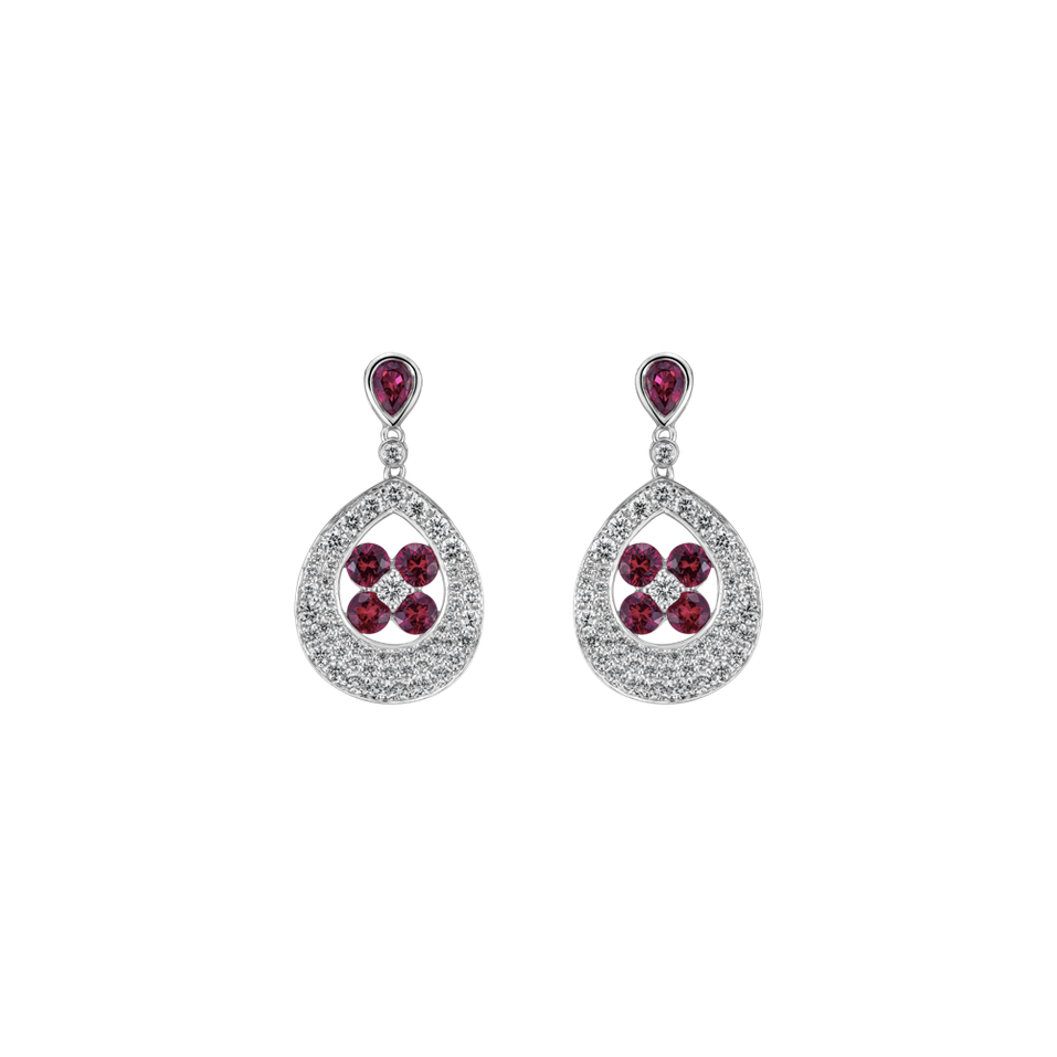 Diamond earrings with Rubies Forest Charm