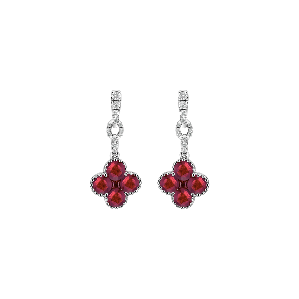 Diamond earrings and Ruby Fire Clover