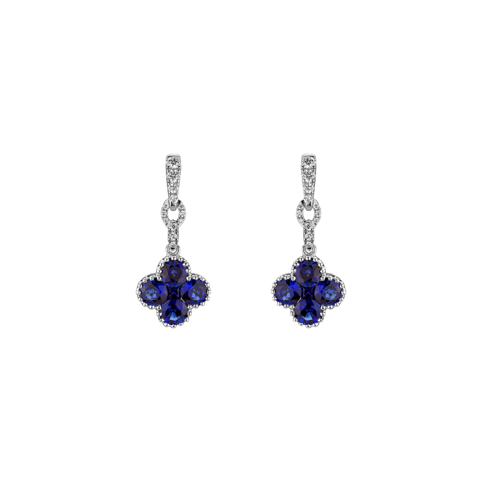 Diamond earrings and Sapphire Fire Clover