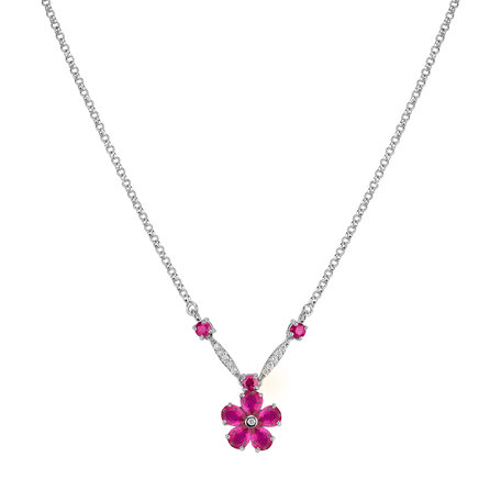 Diamond necklace with Ruby Radiant Meadow