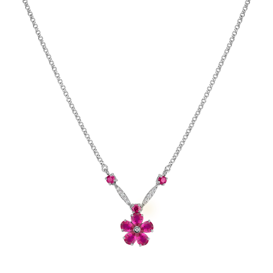 Diamond necklace with Ruby Radiant Meadow