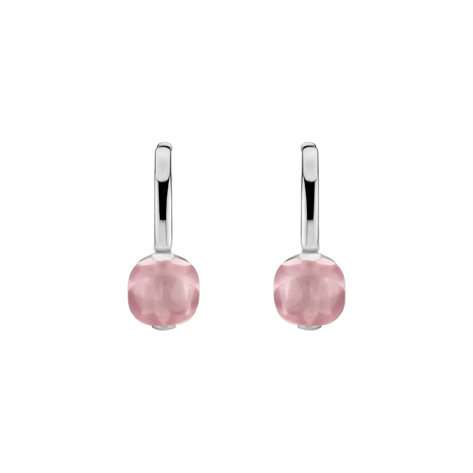 Earrings with Rose Quartz Bonbon
