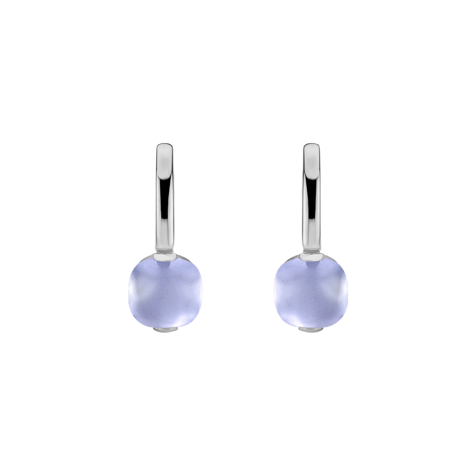 Earrings with Blue Chalcedony Bonbon