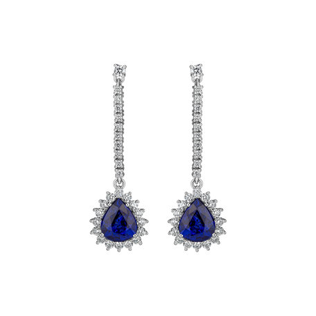 Diamond earrings with Sapphire Royal Sky