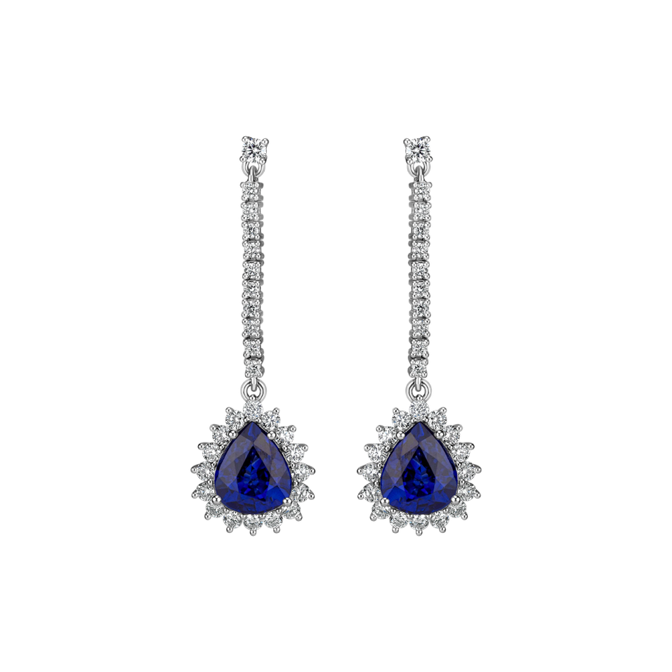 Diamond earrings with Sapphire Royal Sky