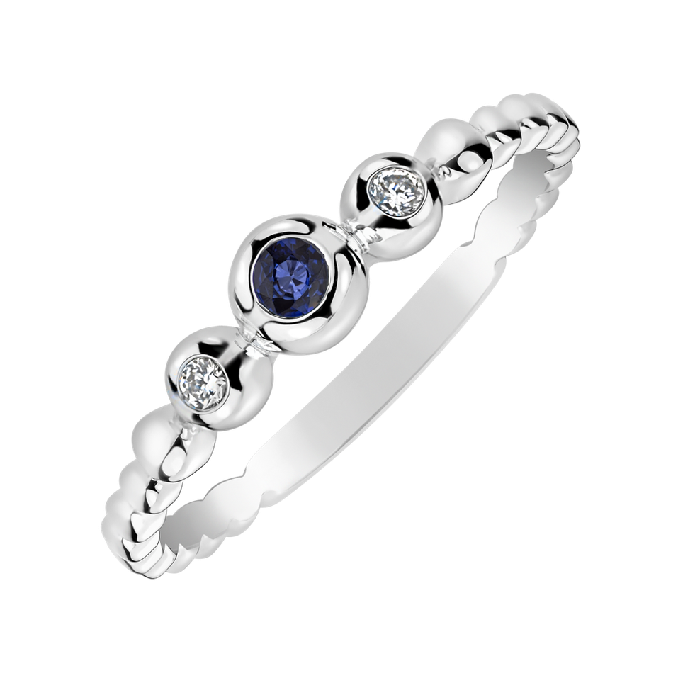 Diamond ring with Sapphire Shiny Triple