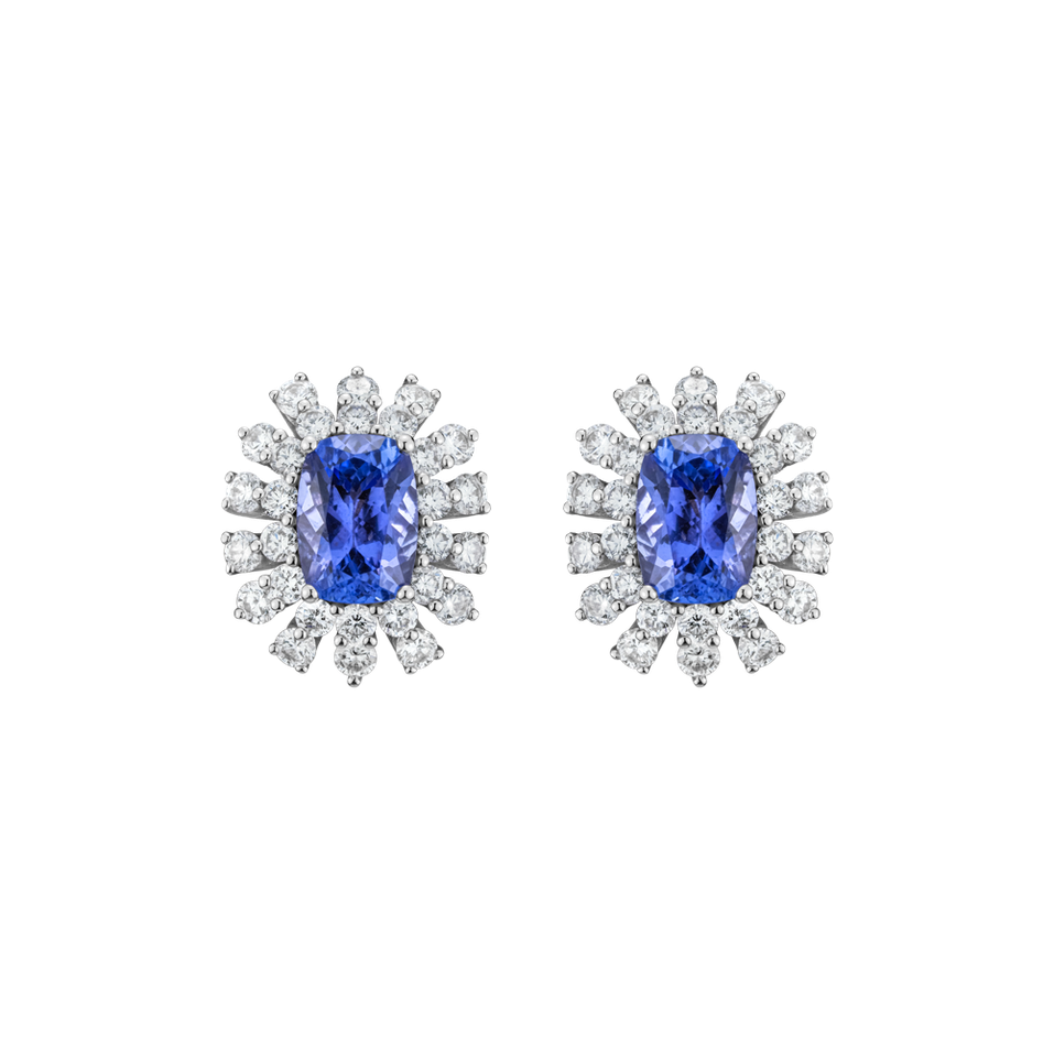 Diamond earrings with Tanzanite Twilight Blossoms