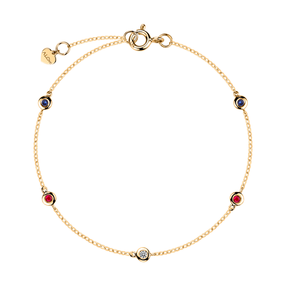 Diamond bracelet with Sapphire and Ruby Dots