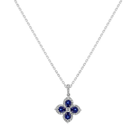 Diamond pendant with Sapphire Tear of Hydrangea