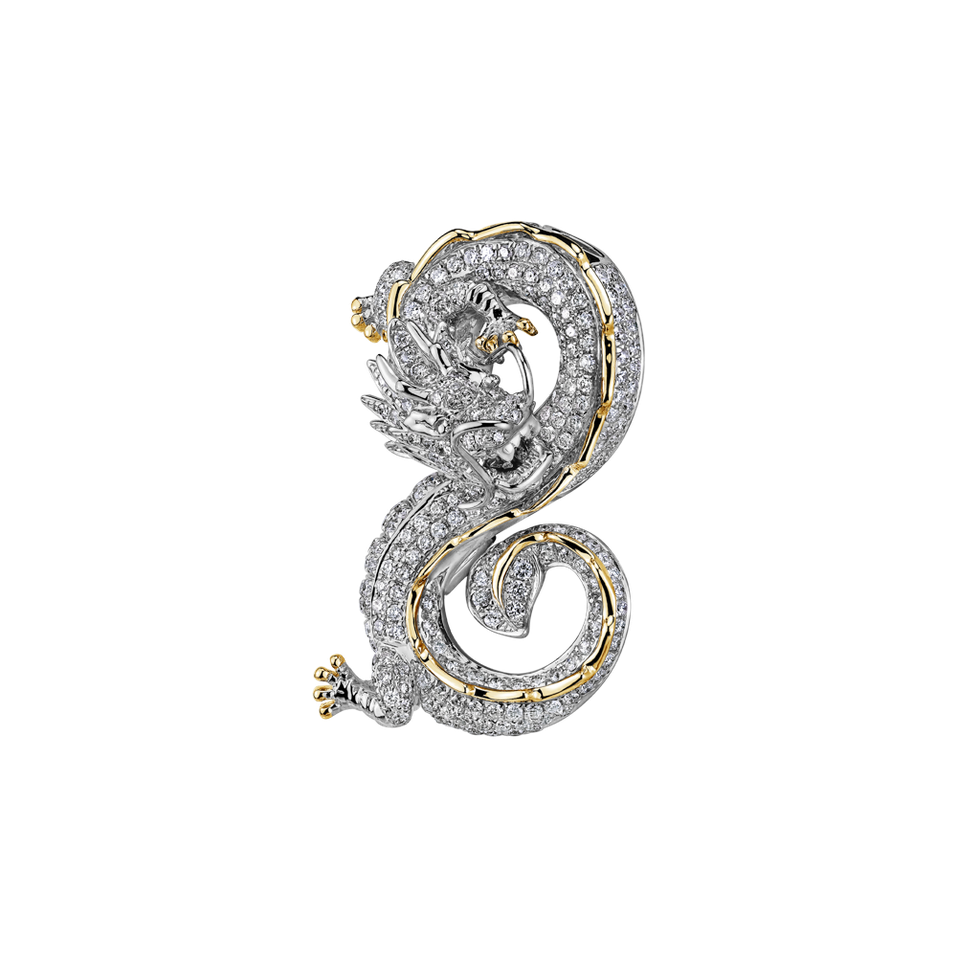 Diamond brooch and pendant Asia Dragon