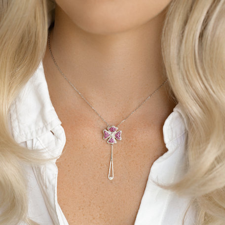 Diamond pendant with Sapphire Rose Princesse