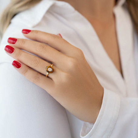 Diamond ring with Tiger Eye Viridescent