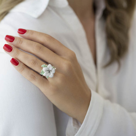 Diamond ring and Garnet Princess Flower