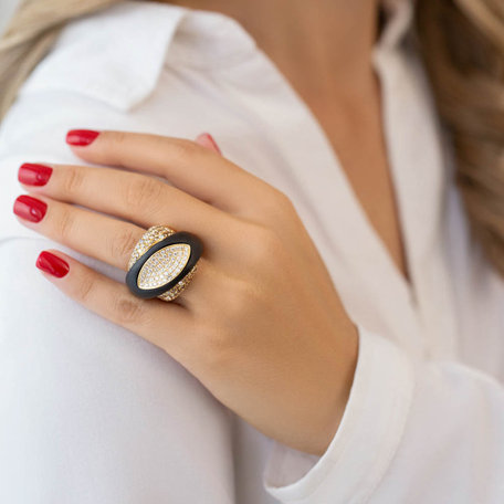 Ring with brown and white diamonds and Agate Héra