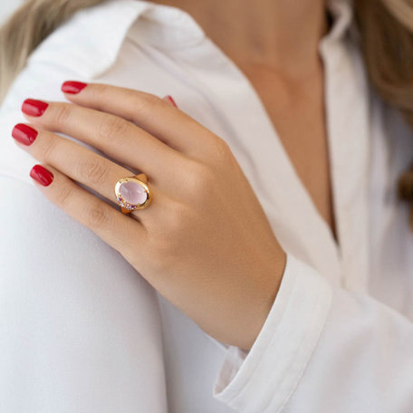 Diamond ring with Rose Quartz and Sapphire Angel Opera