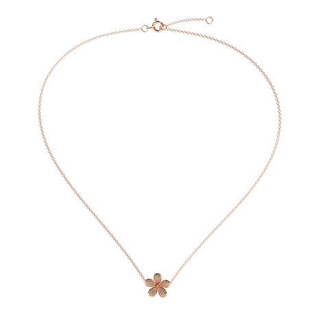 Necklace with brown and white diamonds Flower