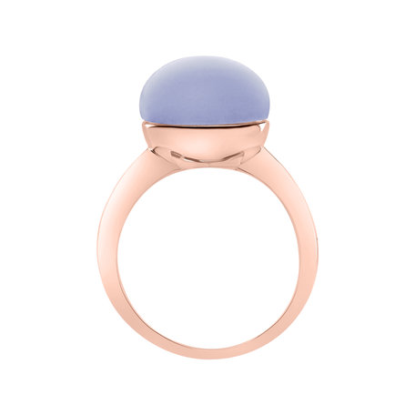 Ring with Blue Chalcedony Round Bonbon