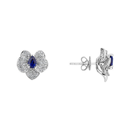 Diamond earrings with Sapphire Sapphire Orchid