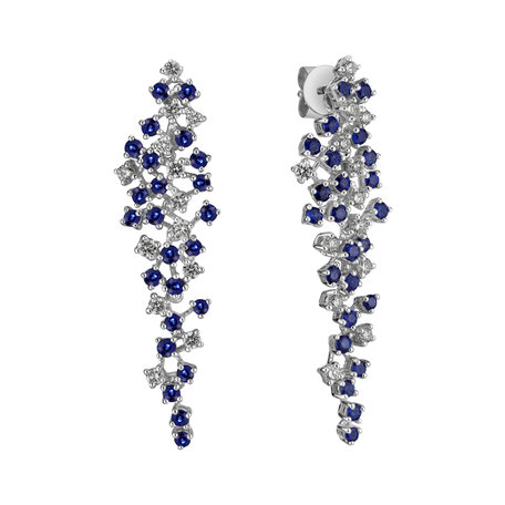 Diamond earrings and Sapphire Sparkling Waterfall