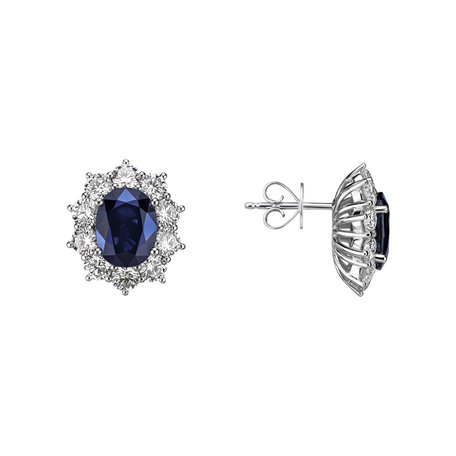 Diamond earrings with Sapphire Princess Joy