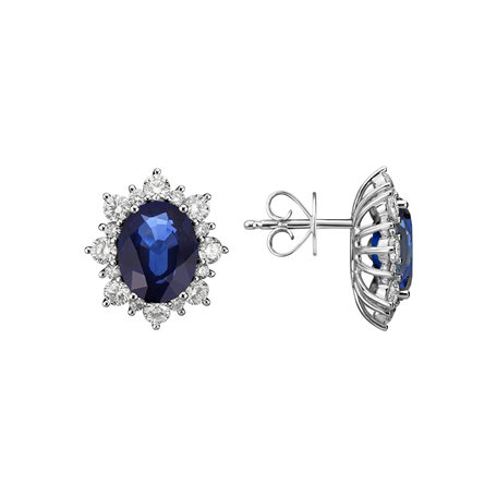 Diamond earrings with Sapphire Royal Aurora