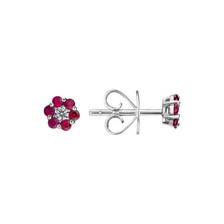 Diamond earrings and Ruby Shiny Flower