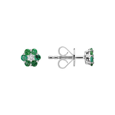 Diamond earrings and Emerald Shiny Flower