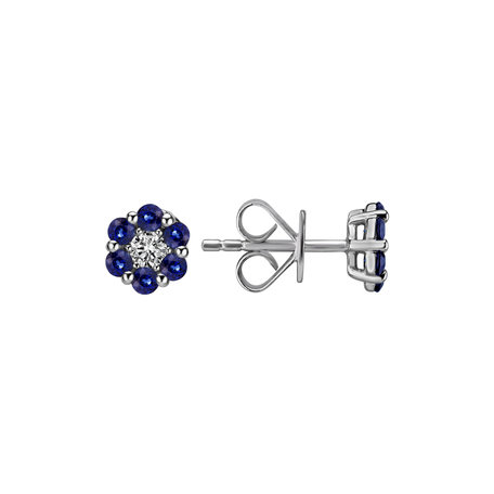 Diamond earrings and Sapphire Shiny Flower