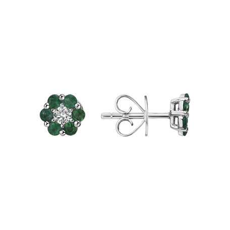 Diamond earrings and Emerald Shiny Flower