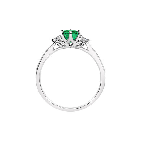 Diamond ring with Emerald Midnight Serenity