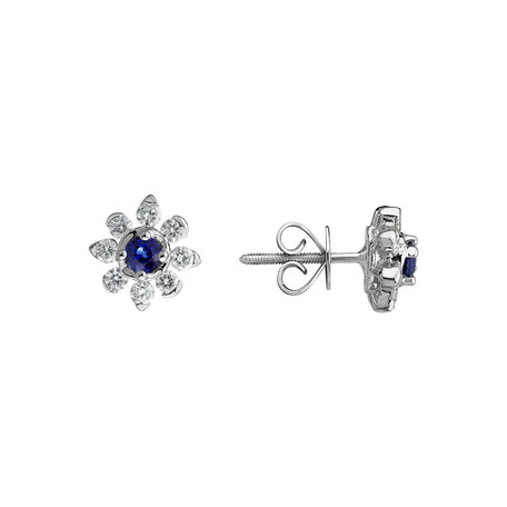 Diamond earrings with Sapphire Frozen Sapphire