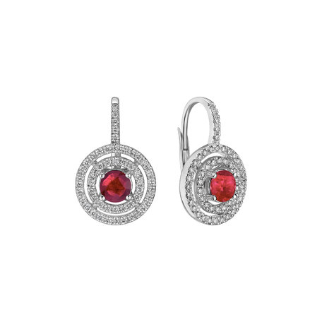 Diamond earrings with Ruby Shiny Circles