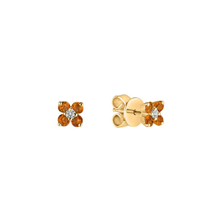 Diamond earrings with Citrine Divine Bloom