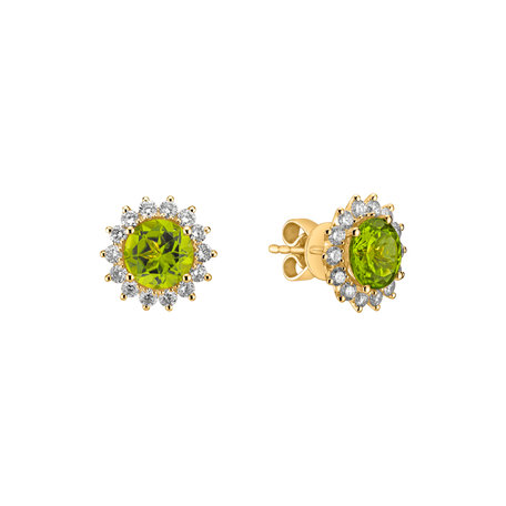 Diamond earrings with Peridot Lilac Flower