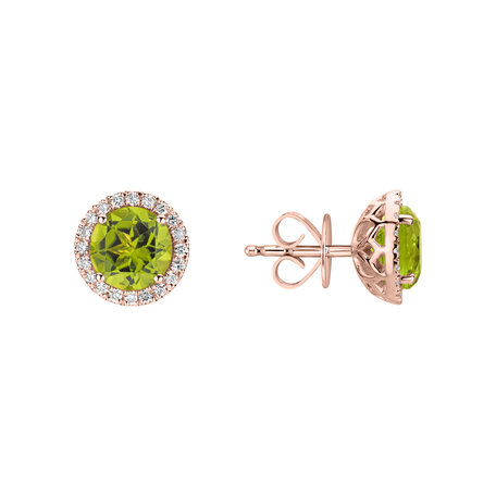 Diamond earrings with Peridot Eternal Sunshine