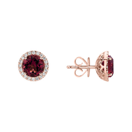 Diamond earrings with Rhodolite Eternal Sunshine