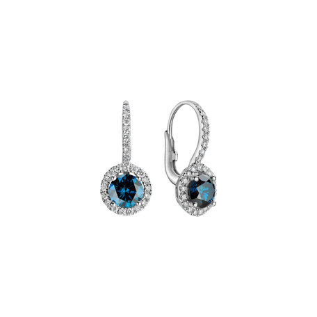 Earrings with blue diamonds and white diamonds Blue Tears