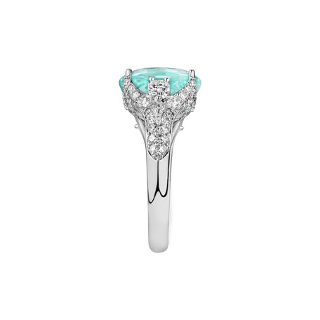 Diamond ring with Paraiba Royal Sky