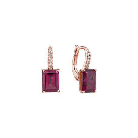 Diamond earrings with Rhodolite Carlotta