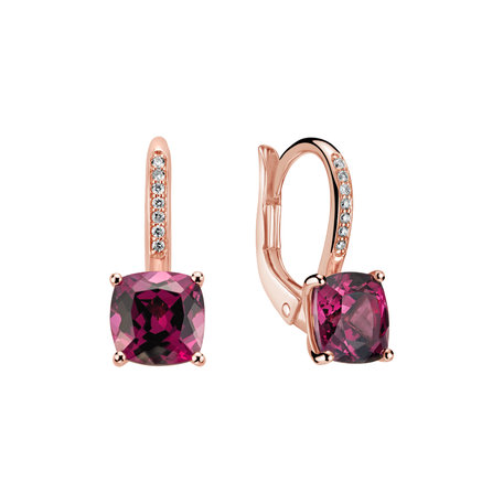 Diamond earrings with Rhodolite Calliope