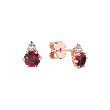 Diamond earrings with Rhodolite Lux