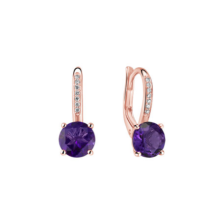 Diamond earrings with Amethyst Carlo