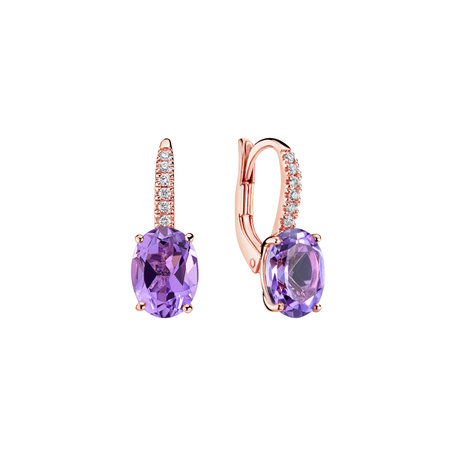 Diamond earrings with Amethyst Niké Elegance