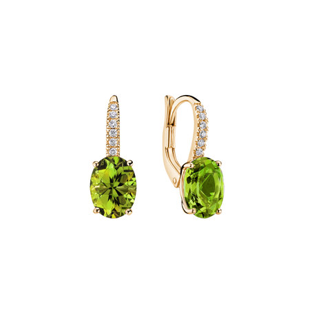 Diamond earrings with Peridot Niké Elegance