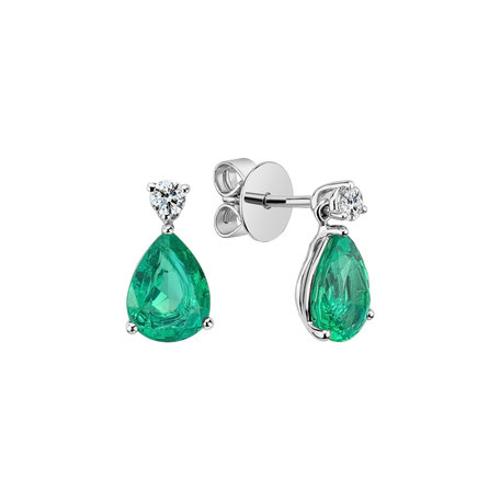 Diamond earrings with Emerald Galatea