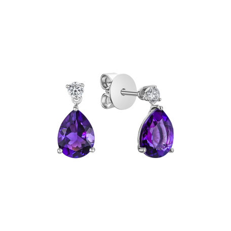 Diamond earrings with Amethyst Galatea