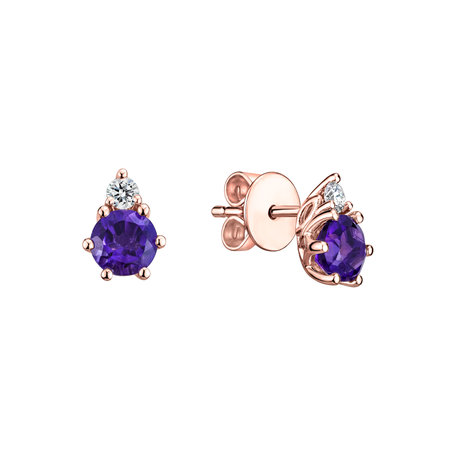 Diamond earrings with Amethyst Lux