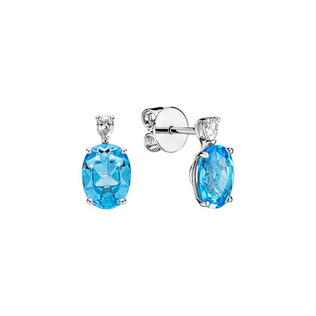 Diamond earrings with Topaz Royal Aura