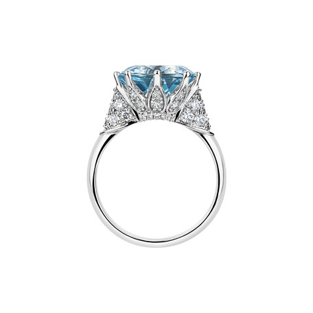 Diamond ring with Aquamarine Caribbean Charm